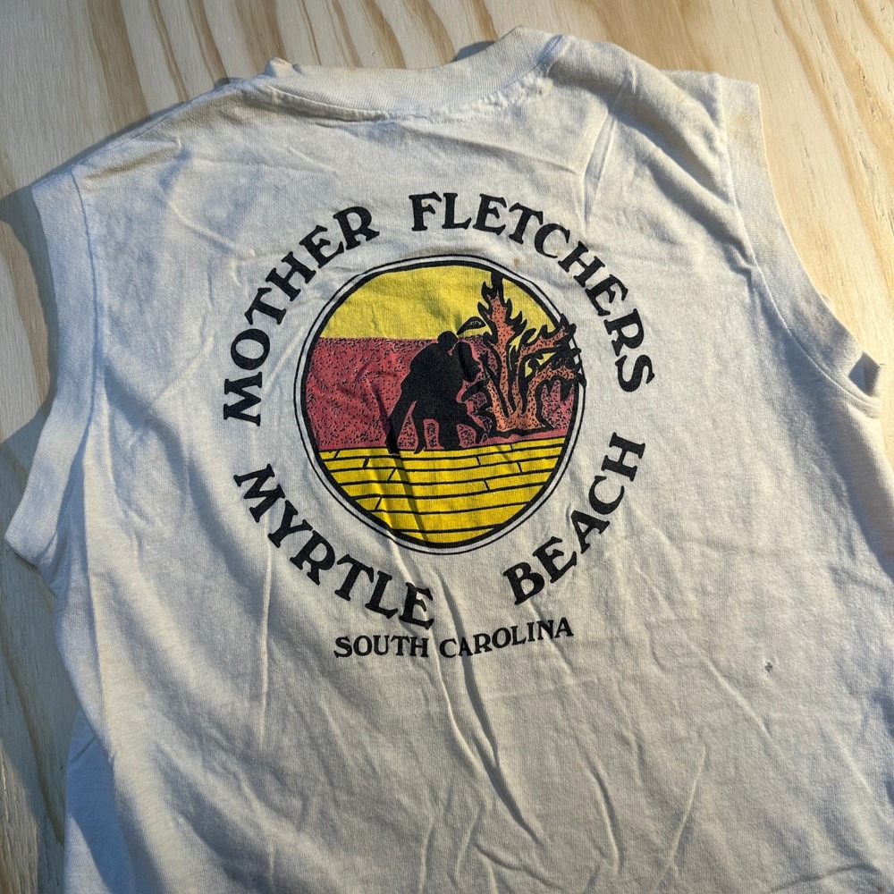 Unbranded Men's Vintage Mother Fletchers Myrtle Beach Muscle Tee White Size S